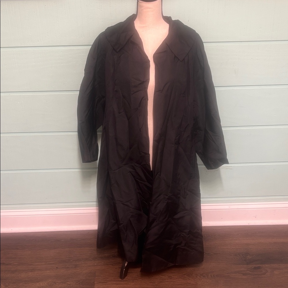Vintage Levine & Smith New York Black Coat Mid Century Minimalist Outerwear Wom